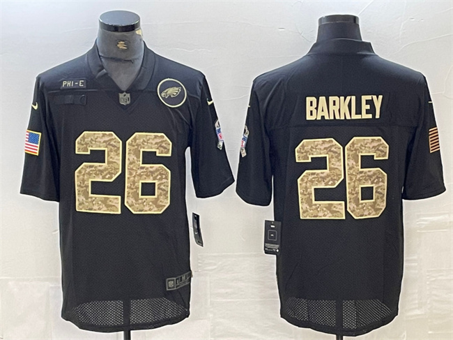 Men's Philadelphia Eagles #26 Saquon Barkley Camo Black Salute To Service Limited Stitched Jersey Men's Philadelphia Eagles #26 Saquon Barkley Camo Black Salute To Service Limited Stitched Jersey